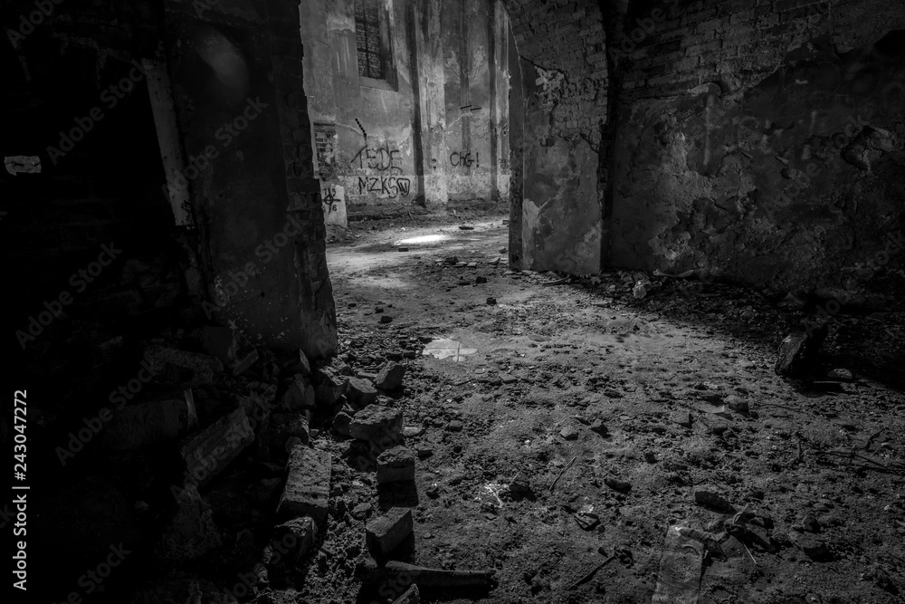 Abandoned interior of a church standing in the middle of the forest, completely empty. Abandoned interior of a church standing in the middle of the forest, completely empty.