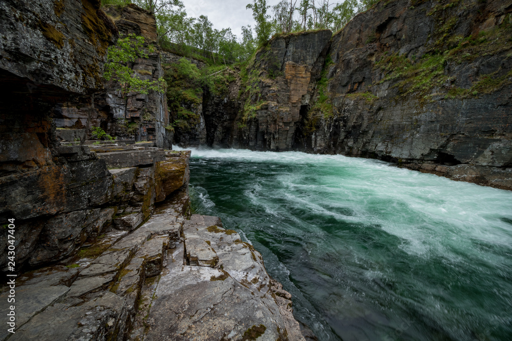 River in mountain canyon in Sweden