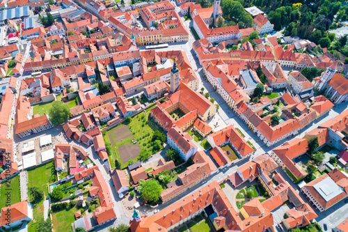 Town of Varazdin historic center aerial view