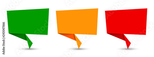 Set blank paper speech bubble, chat sign - vector