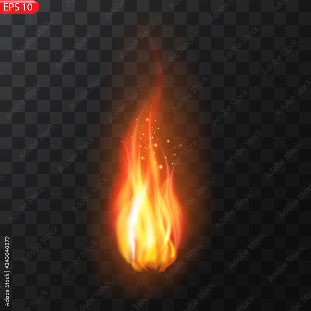 Fototapeta premium Trail of fire.Burning flames translucent elements special Effect.Realistic burning fire flames vector effect 
