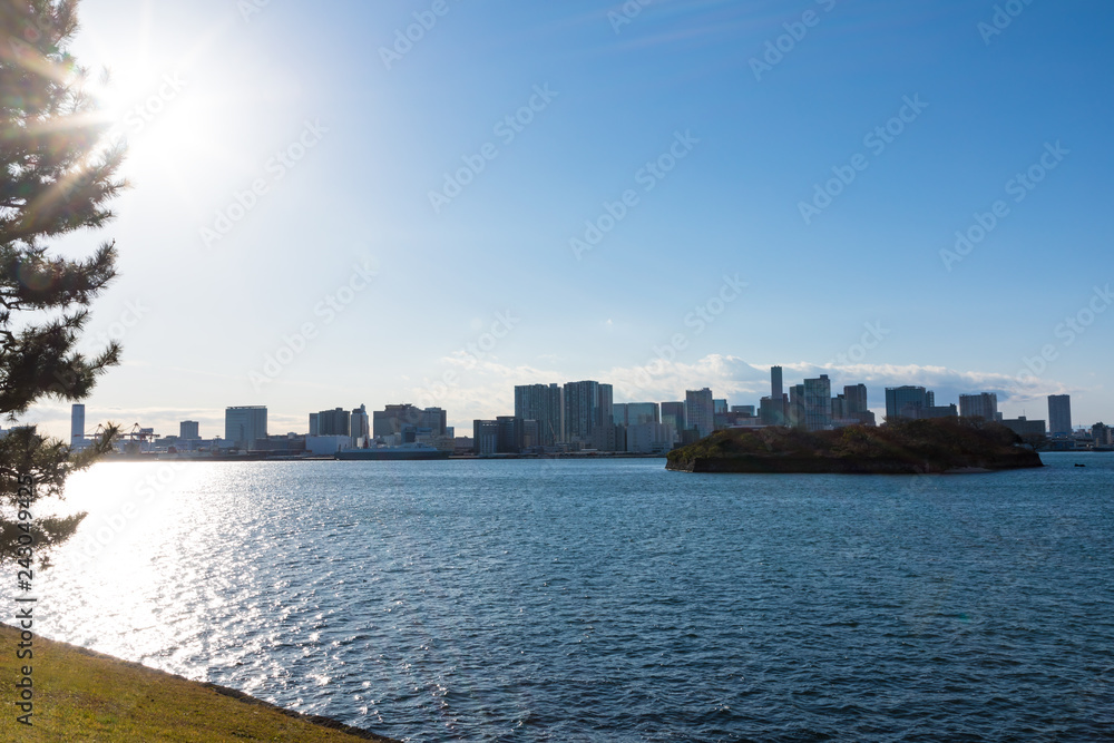 (東京都-都市風景)台場公園から望む品川埠頭側風景７