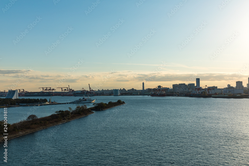 (東京都-都市風景)レインボーブリッジから見る湾岸の夕景７