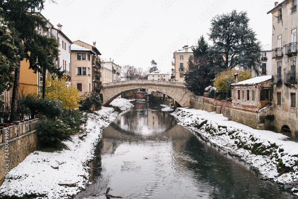 snow in the city italy