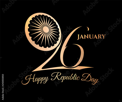 India Republic Day 26 January Concept Gold Vector