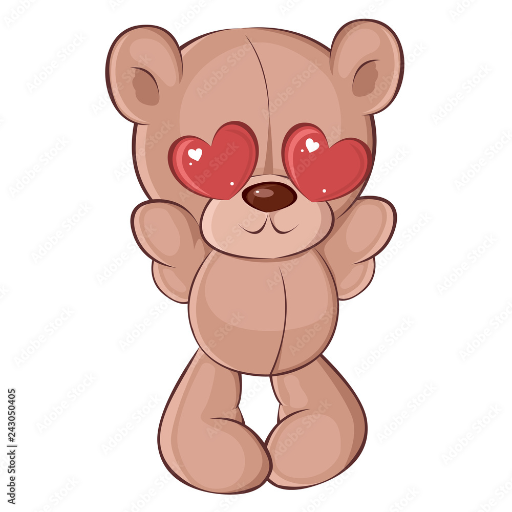 Cute Teddy Bear in love for Valentine's Day. Children's character Cute Teddy Bear in love for Valentine's Day. Children's character