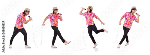 Man in colourful shirt isolated on white