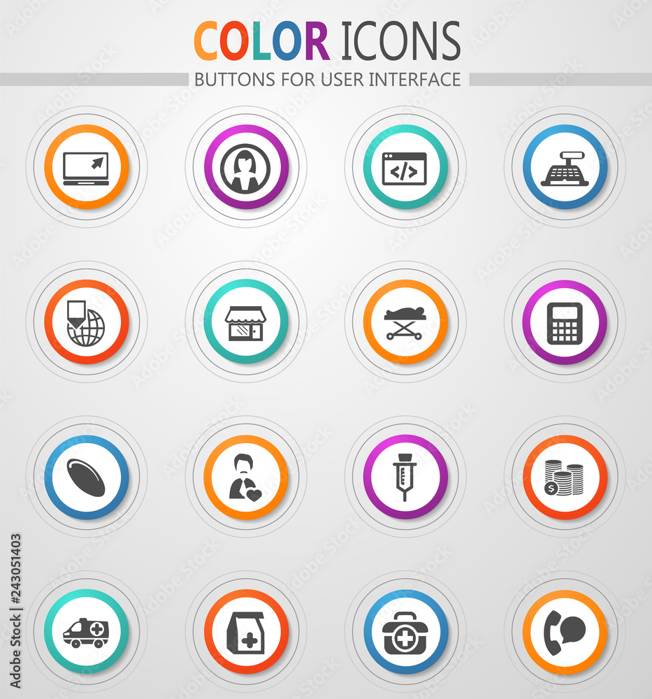 Drug store icons set