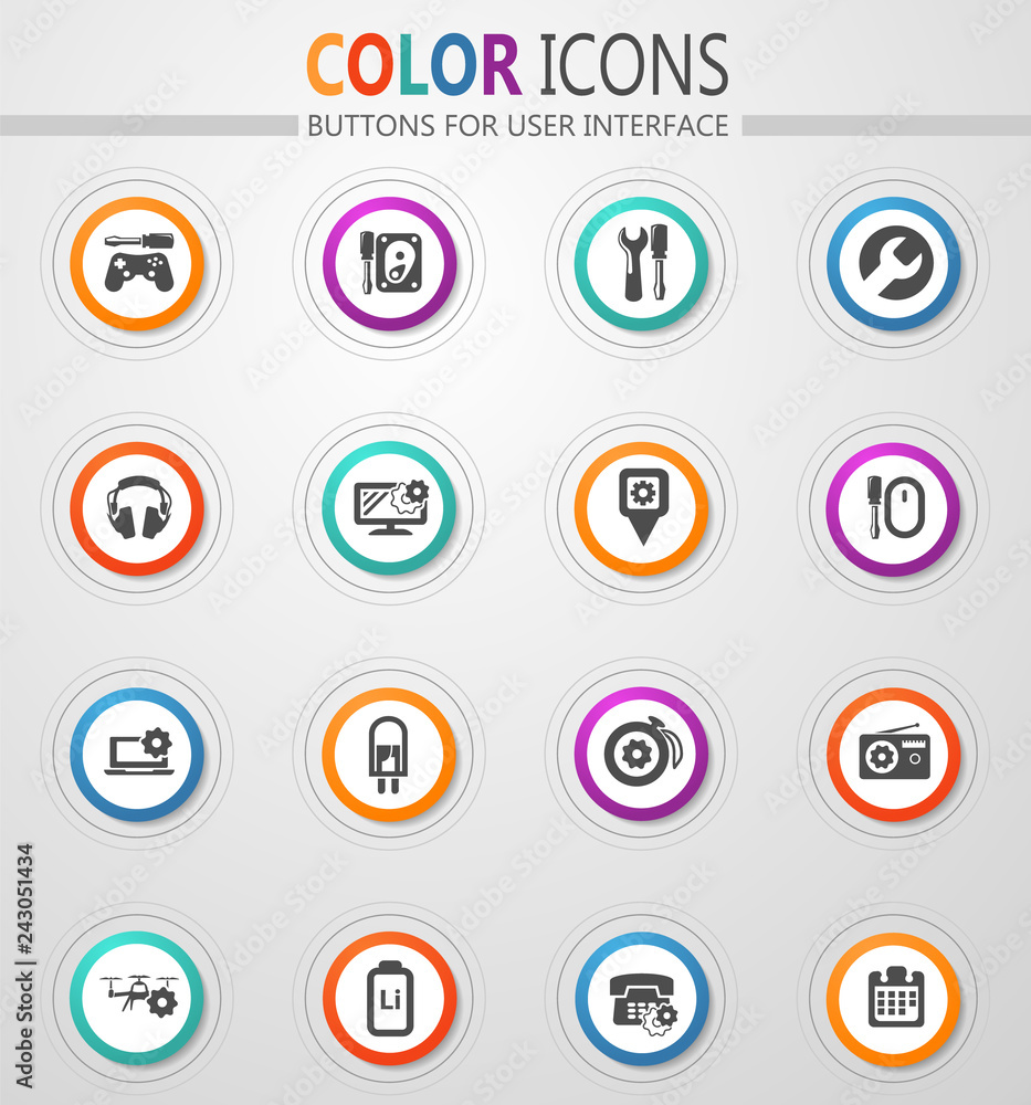Electronic repair icons set Electronic repair icons set