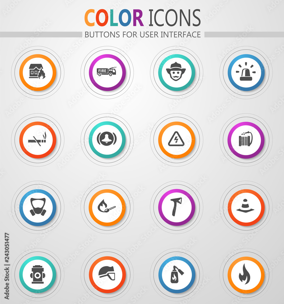 Fire brigade icons set