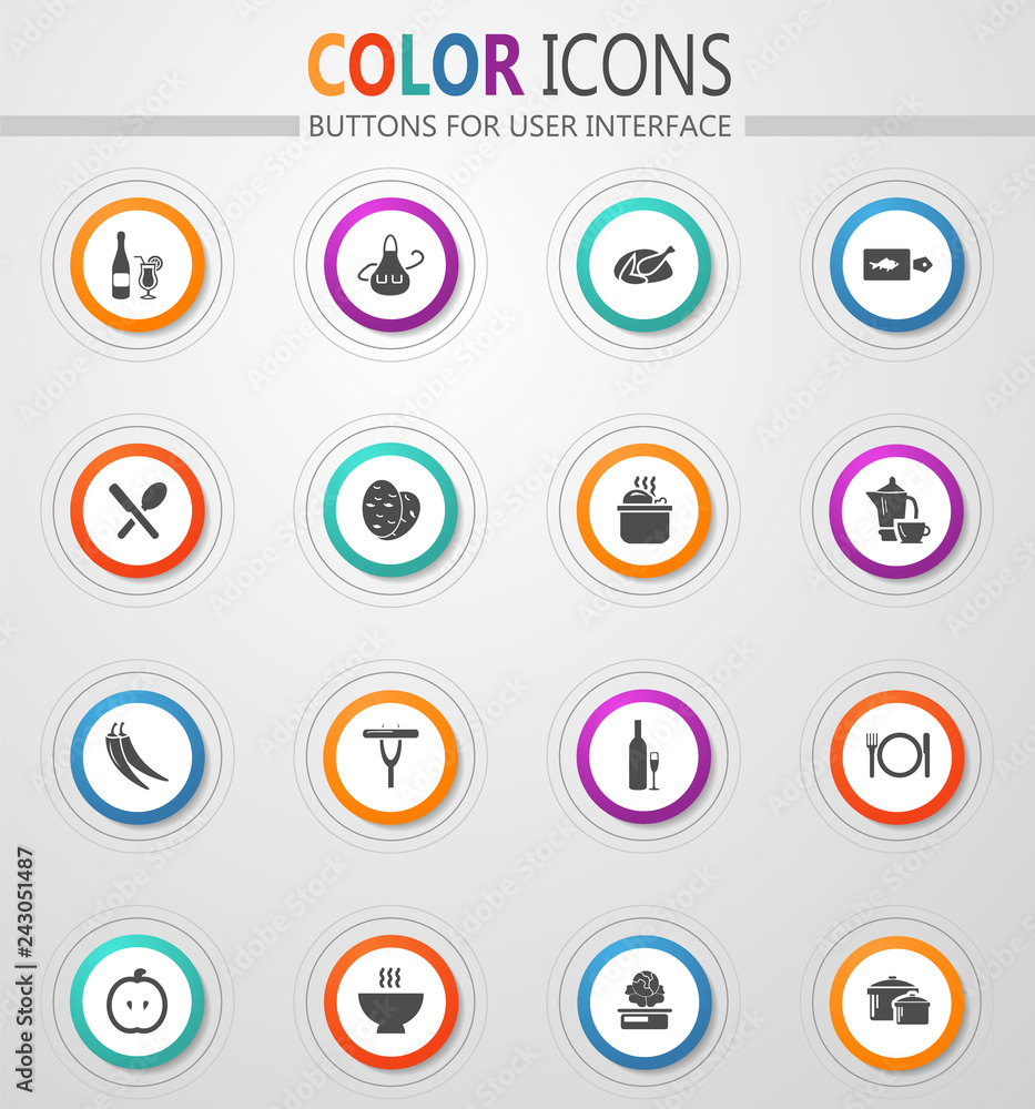 Food and kitchen icons set Food and kitchen icons set