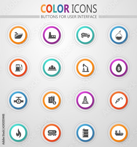 Extraction of oil icons set