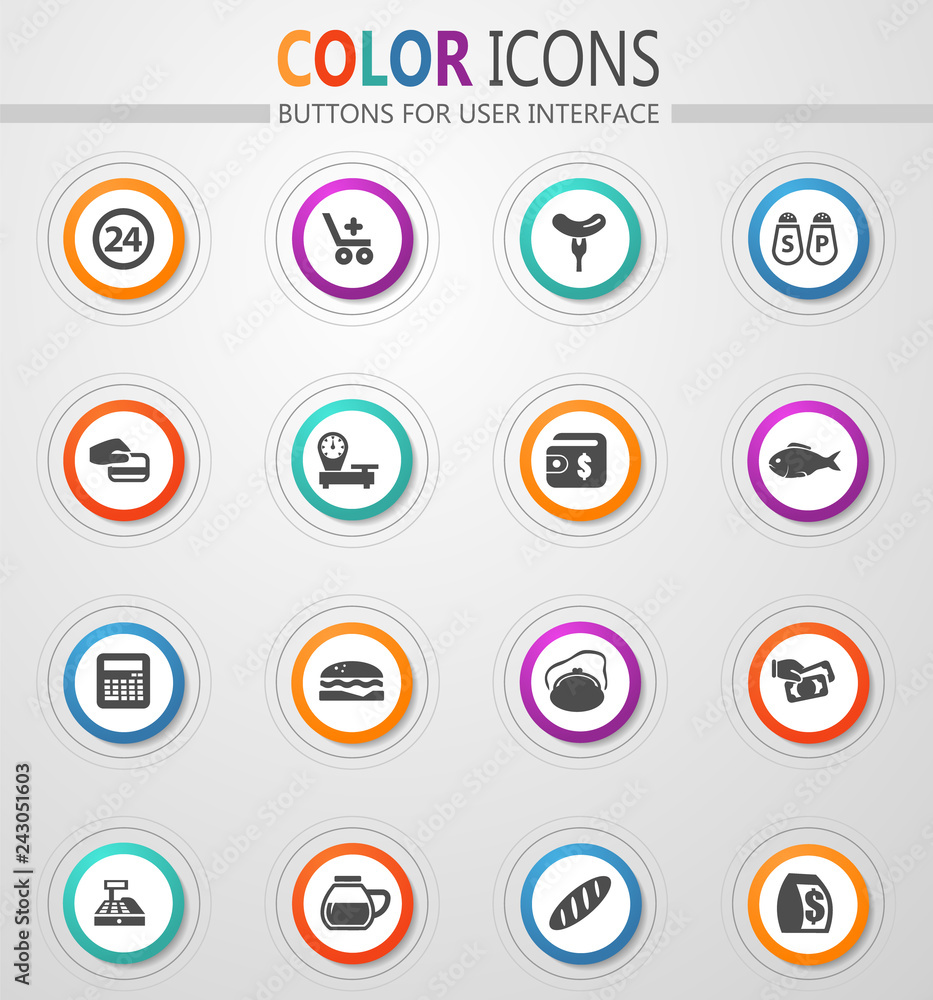 Grocery store icons set Grocery store icons set