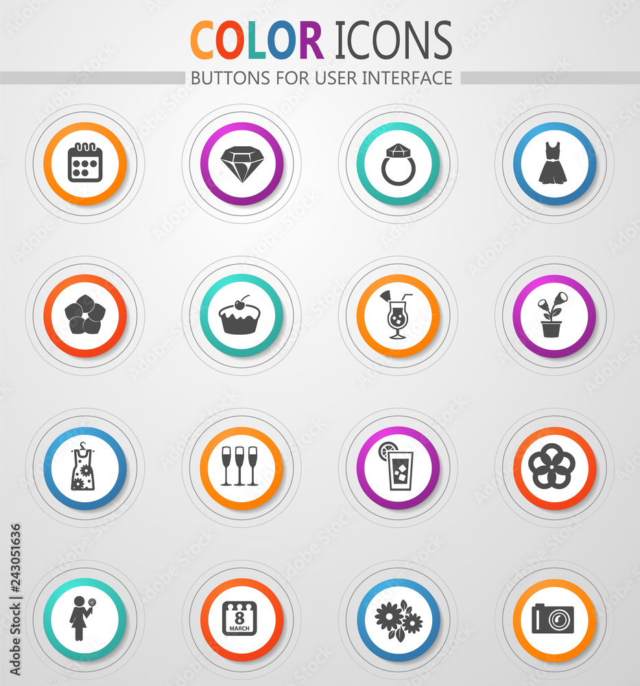 Womens Day icons set Womens Day icons set