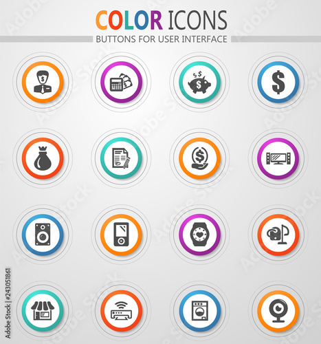 Pawn shop icons set