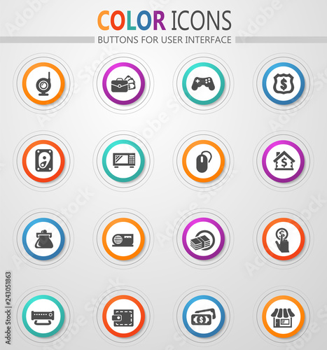 Pawn shop icons set