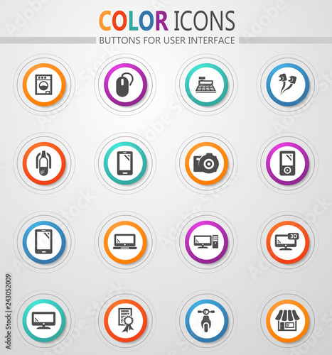 Supermarket electronic icons set