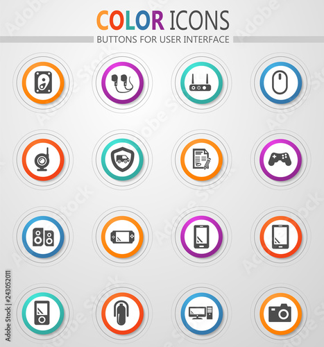 Supermarket electronic icons set