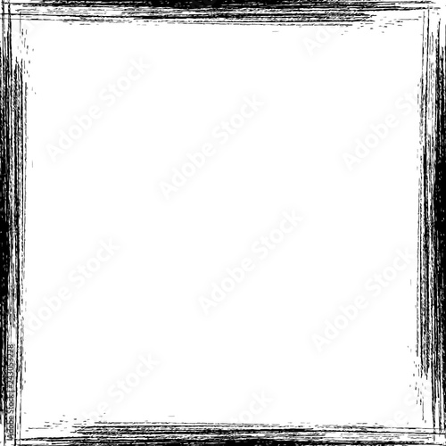 Hand drawn grunge frame. Square vintage frame.  Textured border with copy space for social media story or post layout
