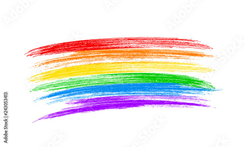 Brush strokes the colors of the rainbow isolated on white. LGBT community flag. Symbol of lesbian, gay pride, bisexual, transgender social movements.
