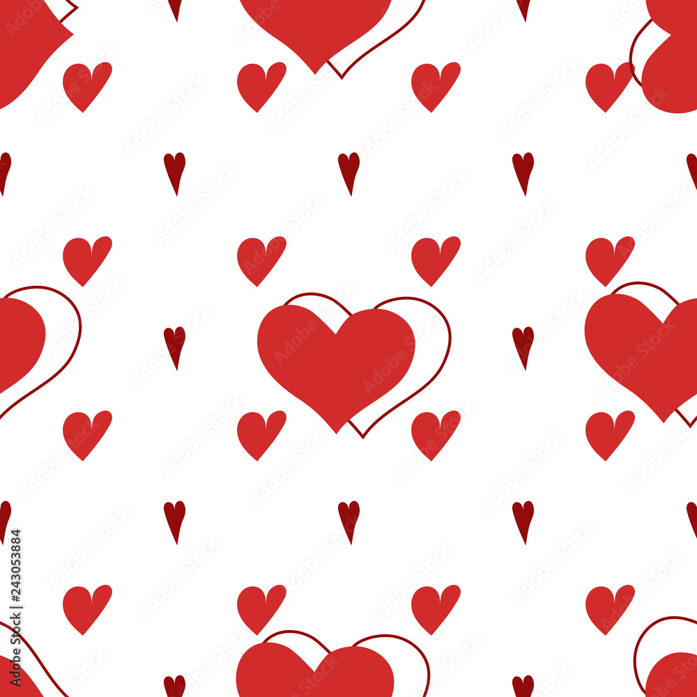 Heart vector seamless Valentine pattern. Hand drawn cute Scandinavian background.Outline simple print, love illustration.Doodle vintage wedding invitation,birthday,save date,greeting card. -Vector