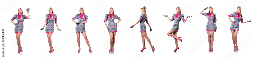 Airhostess isolated on the white Airhostess isolated on the white