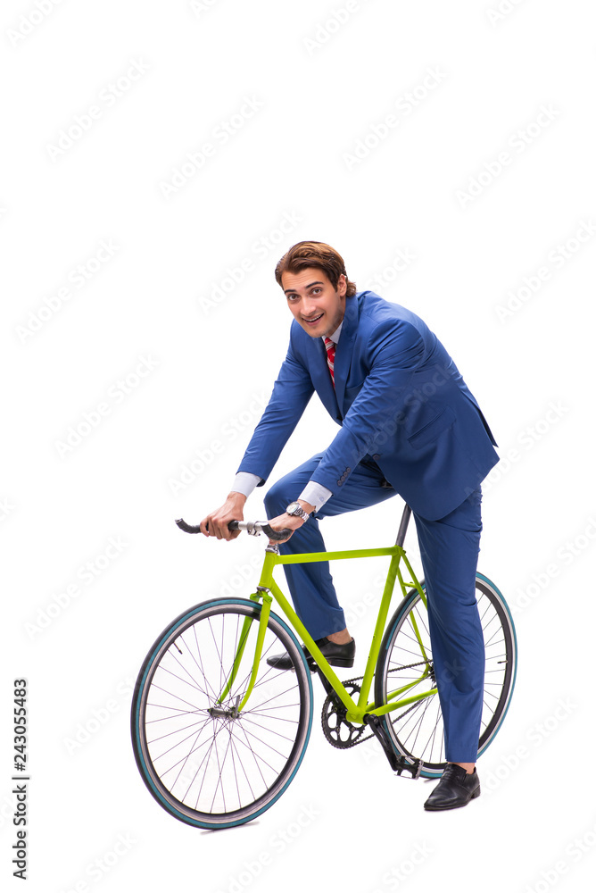 Young businessman using bike to commute to the office Young businessman using bike to commute to the office