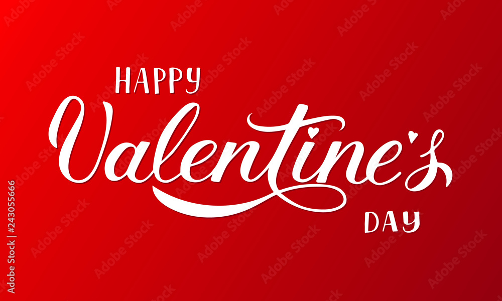 Happy Valentine’s Day calligraphy lettering on red background. Hand written celebration poster. Easy to edit vector t Happy Valentine’s Day calligraphy lettering on red background. Hand written celebration poster. Easy to edit vector t
