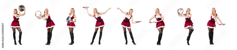 Woman in bavarian costume isolated on white Woman in bavarian costume isolated on white
