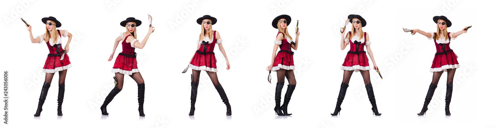 Woman pirate isolated on the white Woman pirate isolated on the white
