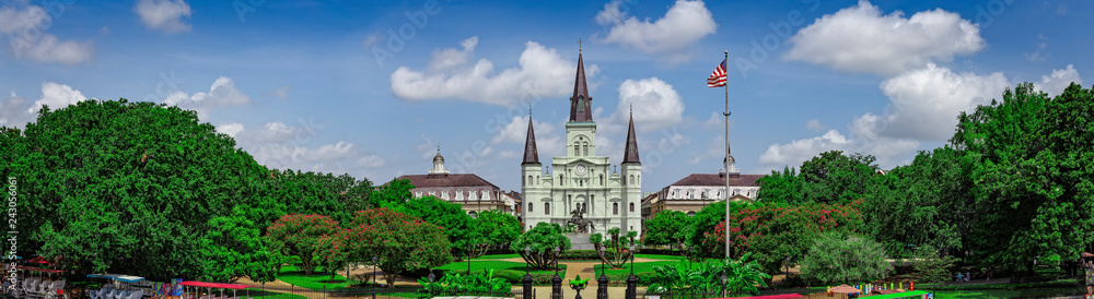 Panoramic view of Jackson Square in New Orleans, Louisiana, USA