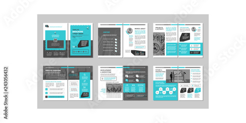 Brochure creative design. Multipurpose template, include cover, back and inside pages. Trendy minimalist flat geometric design. Vertical a4 format.