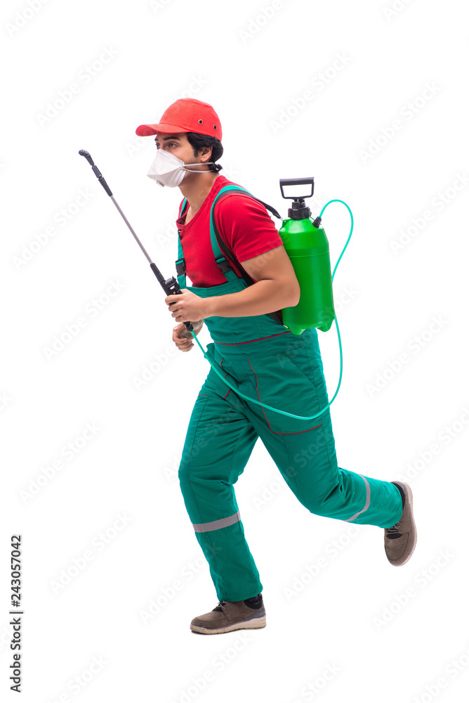 Pest control contractor isolated on white background Pest control contractor isolated on white background