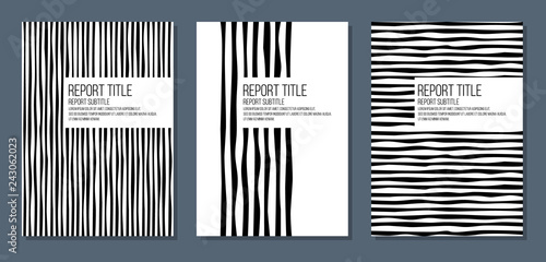 cover for report brochure flyer with black and white curved stripes