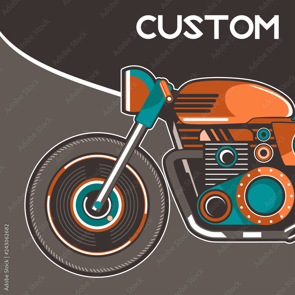Vintage Custom Motorcycle Poster - Vector