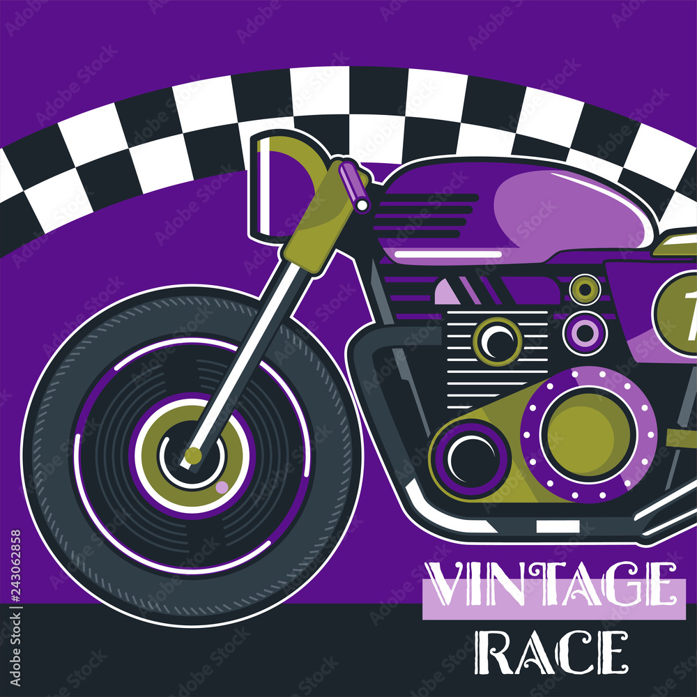 Fototapeta premium Vintage Custom Motorcycle Poster - Vector