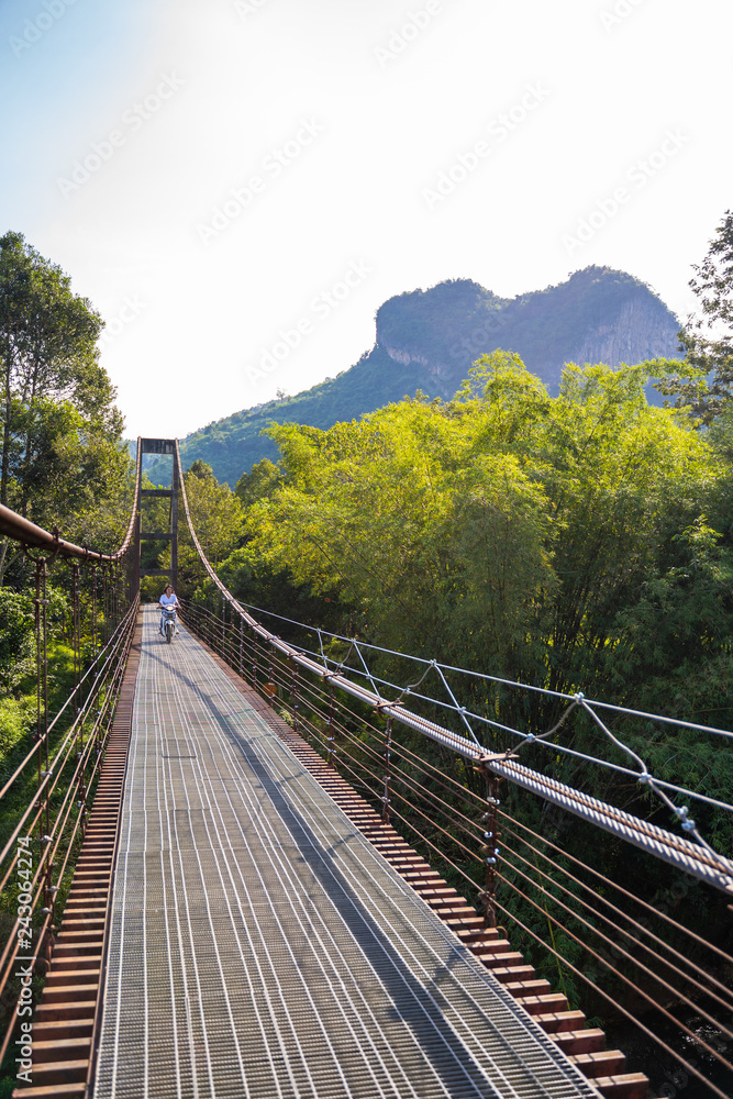 iron suspension bridge for cross the river