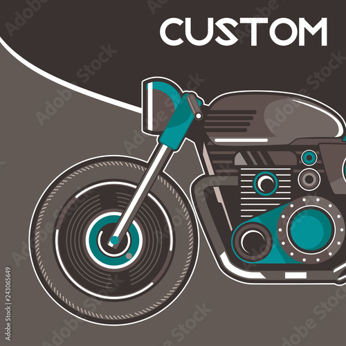 motorcycle cafe race illustration - Vector