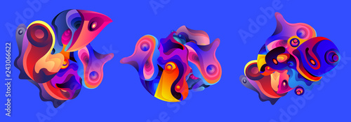 Vector Colorful Abstract Liquid and Curvy Illustration Background Set