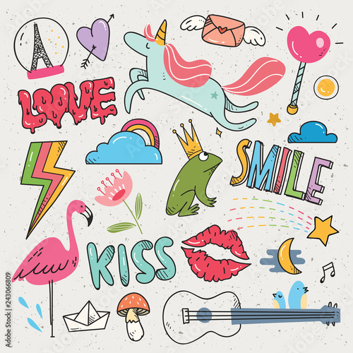 Kawaii doodle set, can be use as fashion patch