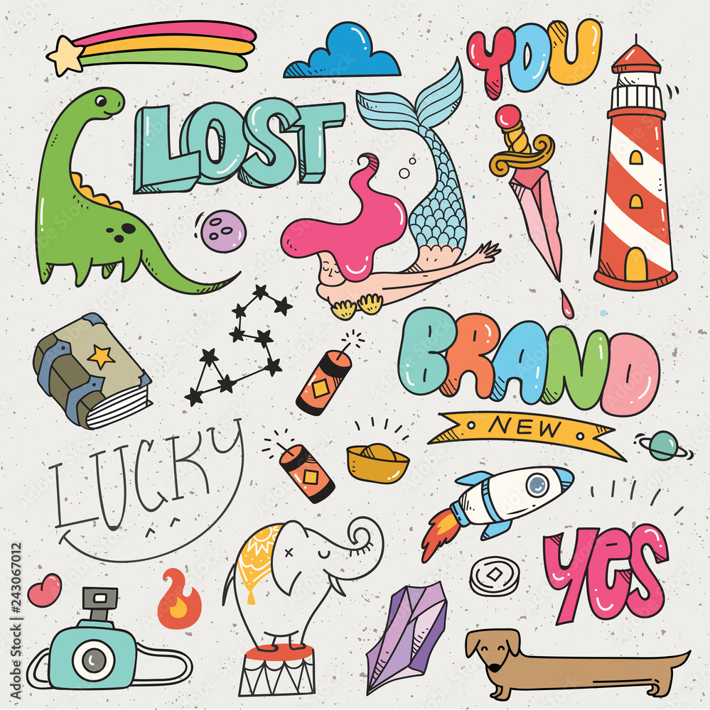 Kawaii doodle set, can be use as fashion patch Kawaii doodle set, can be use as fashion patch