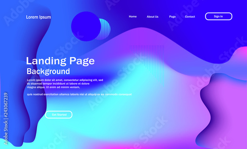 colorful 3d geometric landing page background template. with fluid shape composition vector