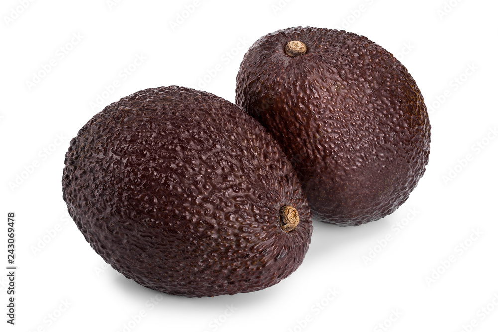 two whole avocado isolated on white background two whole avocado isolated on white background