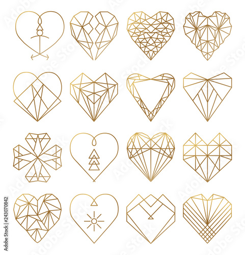 Set Heart Logos for stamps, stickers, labesl, branding and more.