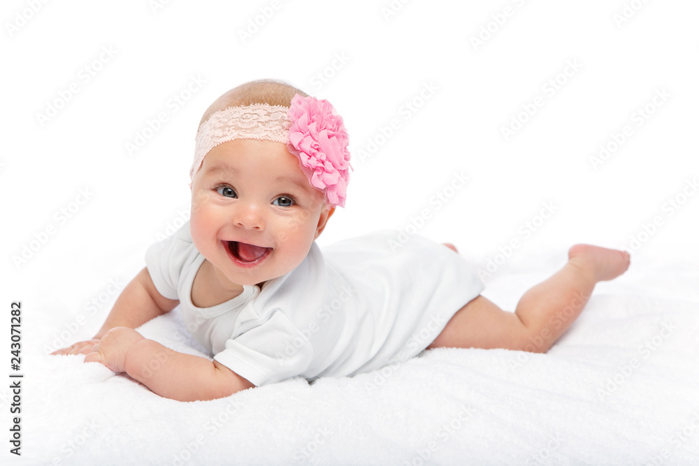 happy beautiful baby girl in white body suit happy beautiful baby girl in white body suit