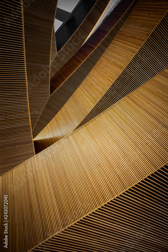 abstract wood curves in building 