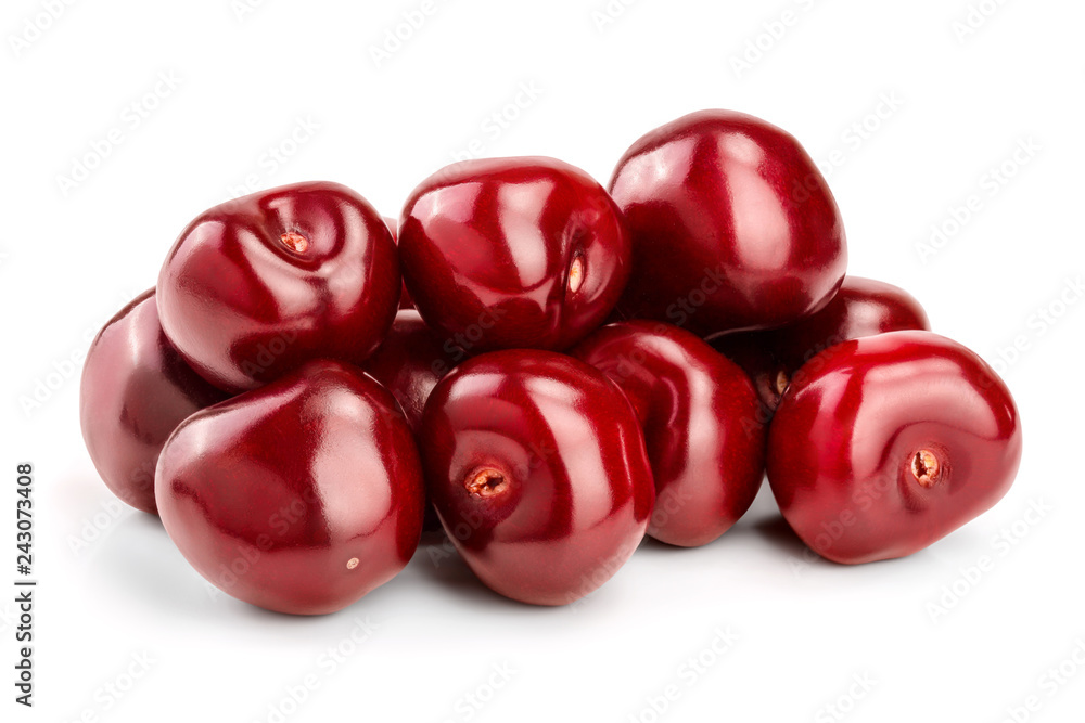 Sweet red cherries isolated on white background macro Sweet red cherries isolated on white background macro