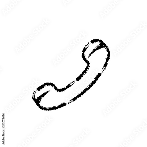 brush stroke hand drawn vector icon of phone receiver