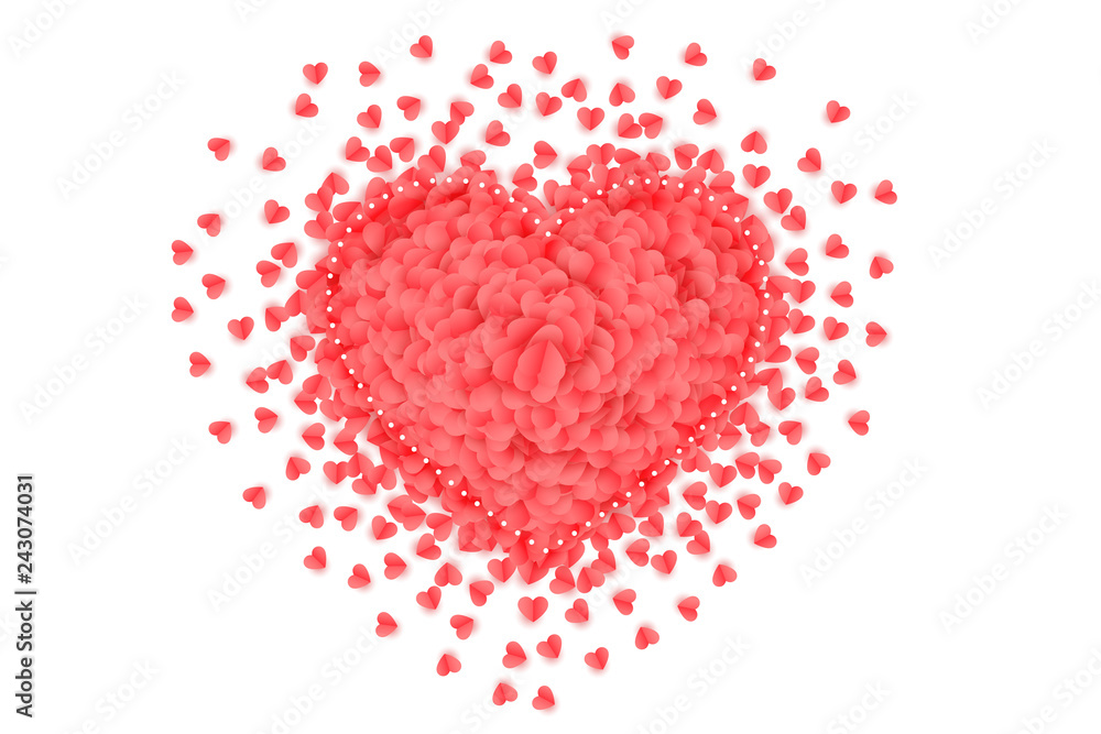beautiful hearts spreading on white background