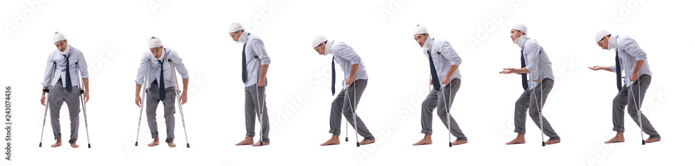 Naklejka premium Injured businessman isolated on white 